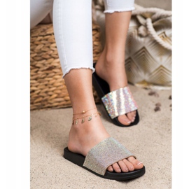 Seastar Klapki Z Kryształkami czarne srebrny 2