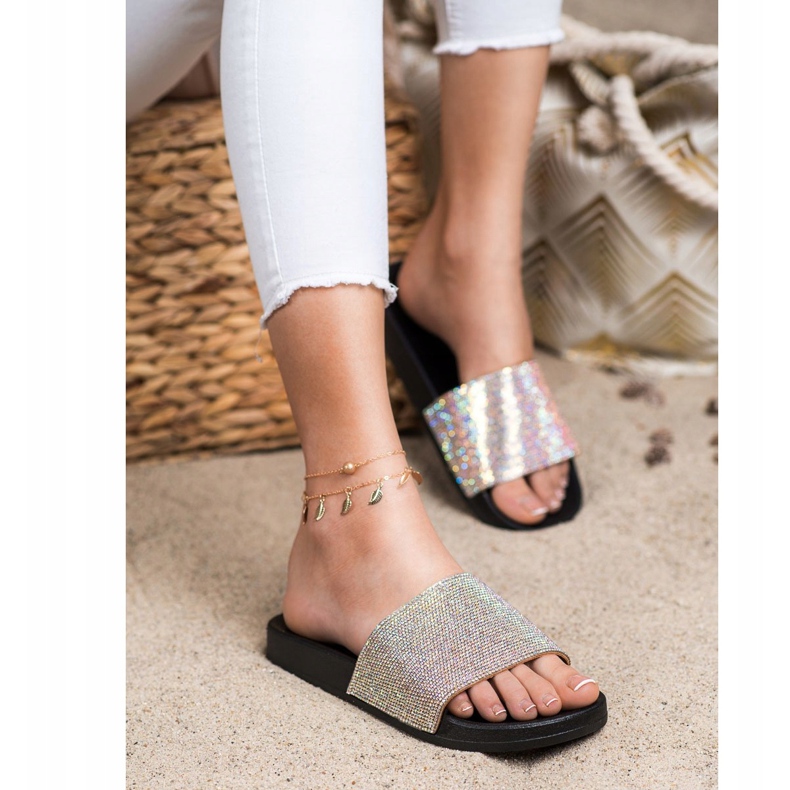 Seastar Klapki Z Kryształkami czarne srebrny 2