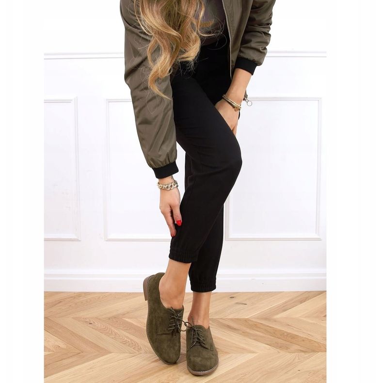 Mokasyny sznurowane zielone G325 Green 1