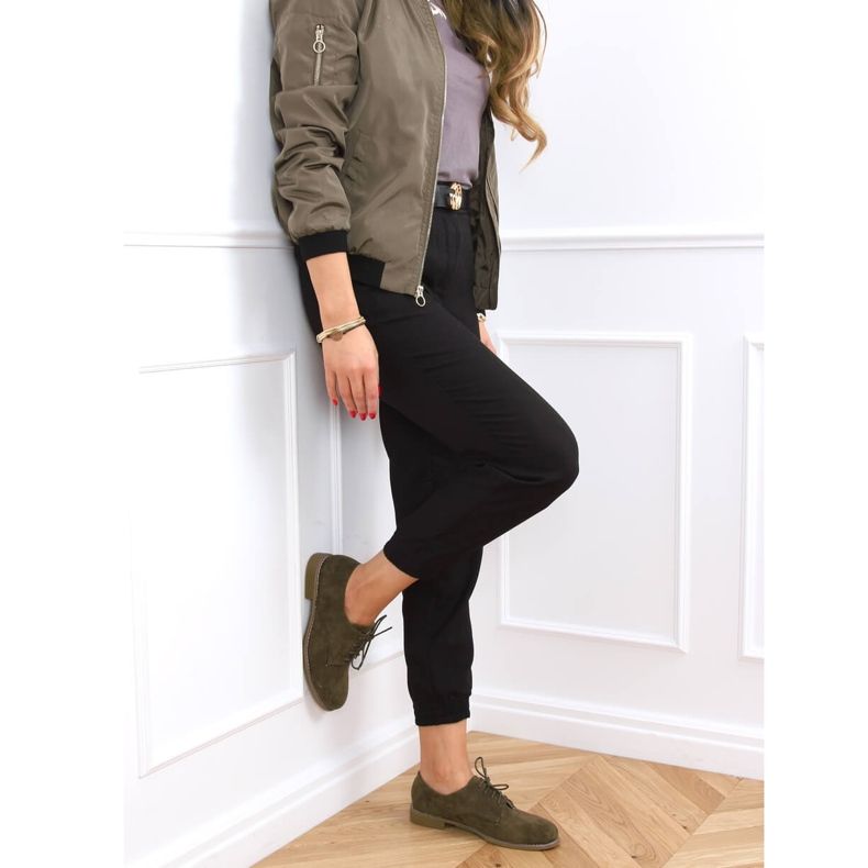 Mokasyny sznurowane zielone G325 Green 2