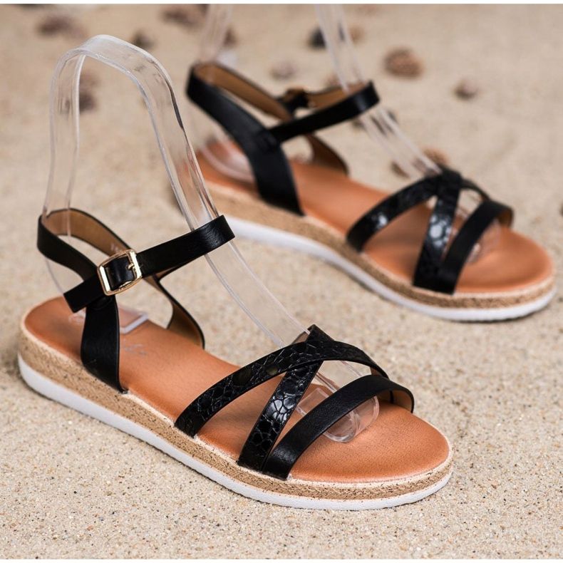 Weide Wygodne Czarne Sandałki 1