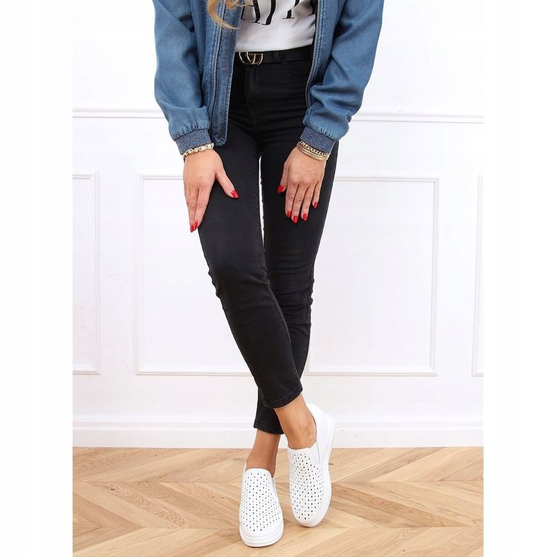 Trampki slip on na koturnie białe HY-251 White 2