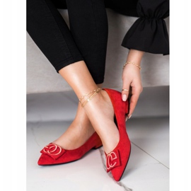 Fama Eleganckie Baleriny Z Ozdobą czerwone 1