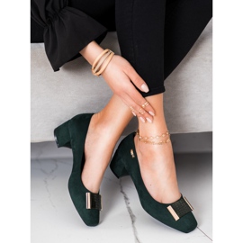 Czółenka Na Niskim Słupku Sergio Leone zielone 1