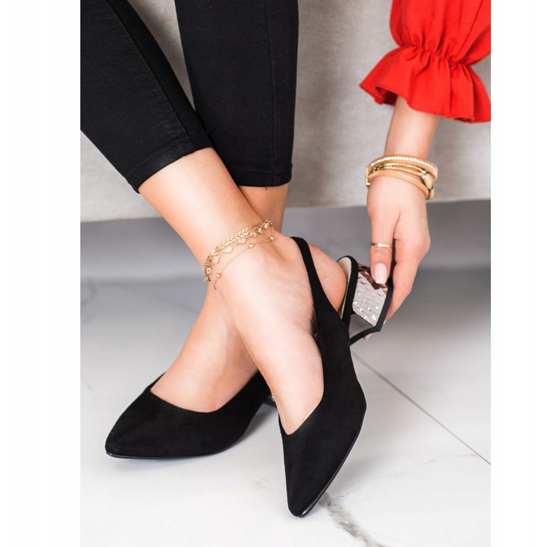 Filippo Modne Czółenka Z Odkrytą Piętą czarne 1