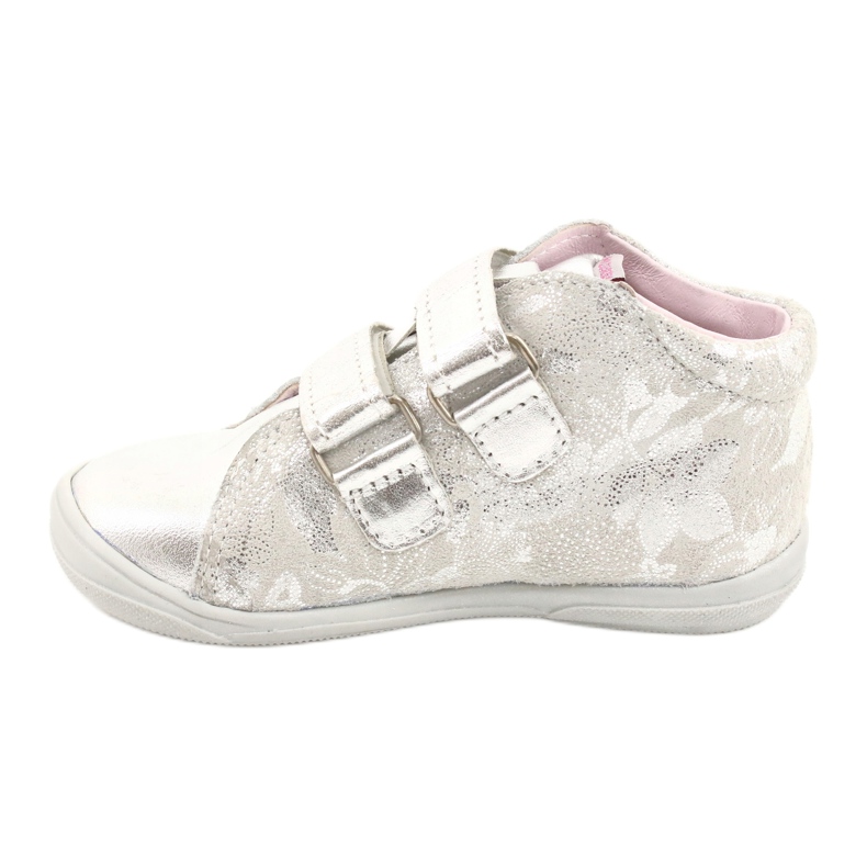 Mazurek Sportowe skórzane trzewiki na rzepy 1264 srebrne flower srebrny 1