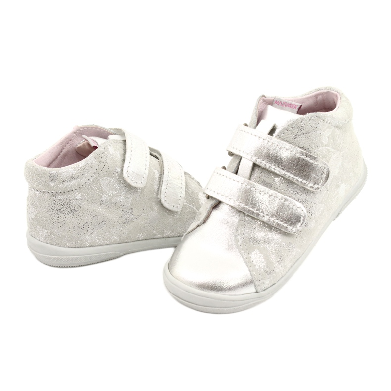 Mazurek Sportowe skórzane trzewiki na rzepy 1264 srebrne flower srebrny 3