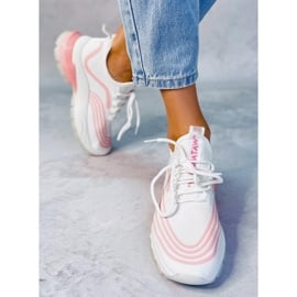 Buty sportowe skarpetkowe białe BX1820-SP WHITE/PINK różowe 2