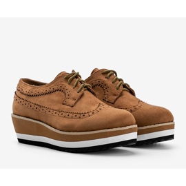 Brązowe zamszowe półbuty na wysokiej podeszwie Camryn 1