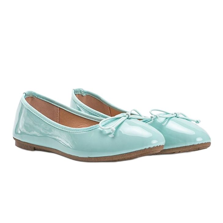 Zielone lakierowane balerinki z kokardką Lesley 1