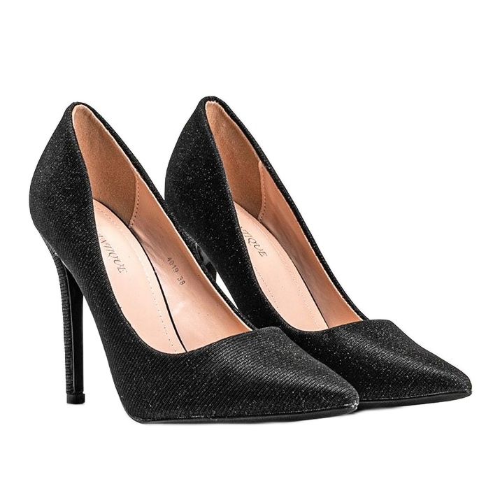 Czarne błyszczące czółenka na szpilce Lily 1