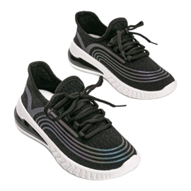 Czarne wsuwane obuwie sportowe z holograficznym wzorem Delaney 1