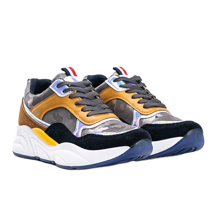 Szare sneakersy w motywie moro Lindsay brązowe 1