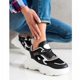 SHELOVET Modne Sneakersy białe czarne 1