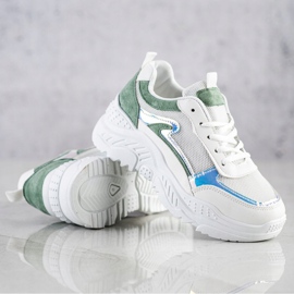 SHELOVET Sneakersy Z Zielonymi Wstawkami białe zielone 2