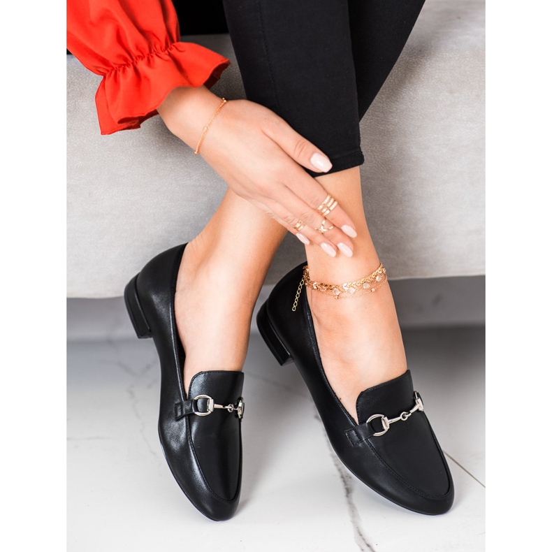 Sergio Leone Klasyczne Mokasyny Z Eko Skóry czarne 2