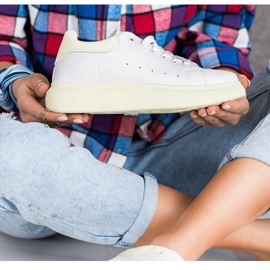 SHELOVET Trampki Na Zielonej Platformie białe 1