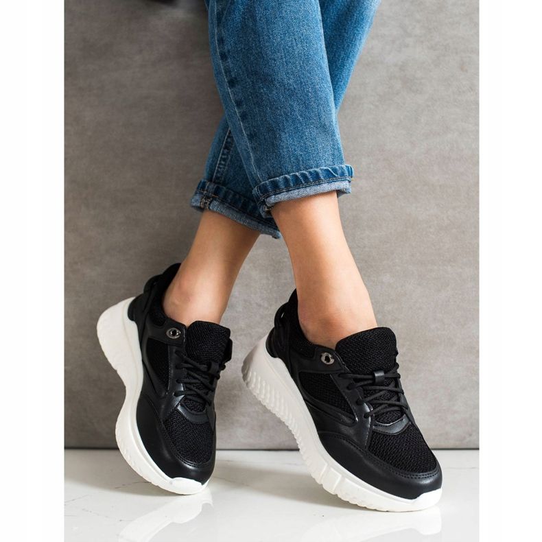 Weide Czarne Sneakersy Z Brokatem 1