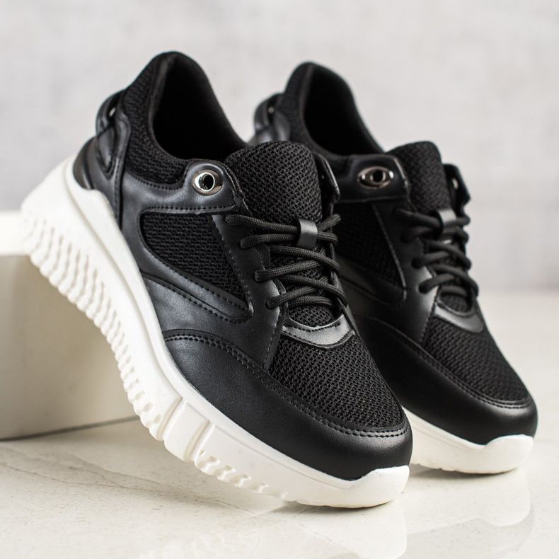 Weide Czarne Sneakersy Z Brokatem 2