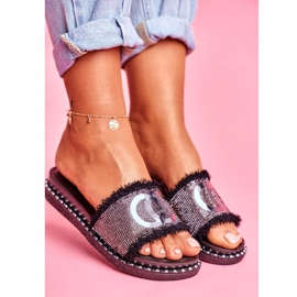 PS1 Klapki Z Kryształkami Na Platformie Czarne Candy Man 2