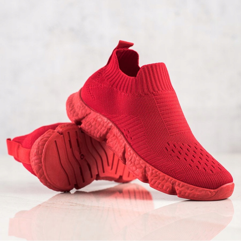 SHELOVET Modne Wsuwane Sneakersy czerwone 2