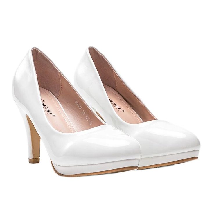 Białe czółenka na szpilce Alisa 1