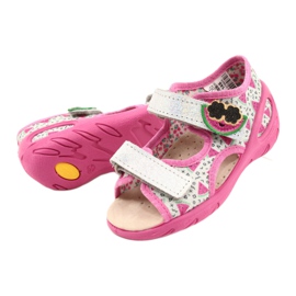 Befado sandałki obuwie dziecięce 065P148 różowe srebrny szare 3