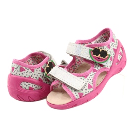Befado sandałki obuwie dziecięce 065P148 różowe srebrny szare 5