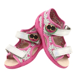 Befado sandałki obuwie dziecięce 065P148 różowe srebrny szare 4