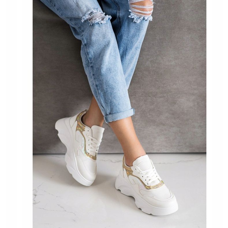 SHELOVET Modne Sneakersy białe 2