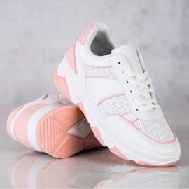 SHELOVET Casualowe Buty Sportowe białe różowe 1