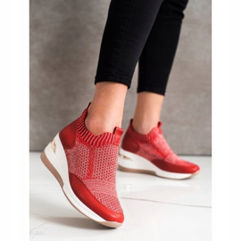 ARTIKER Czerwone Tekstylne Sneakersy 3