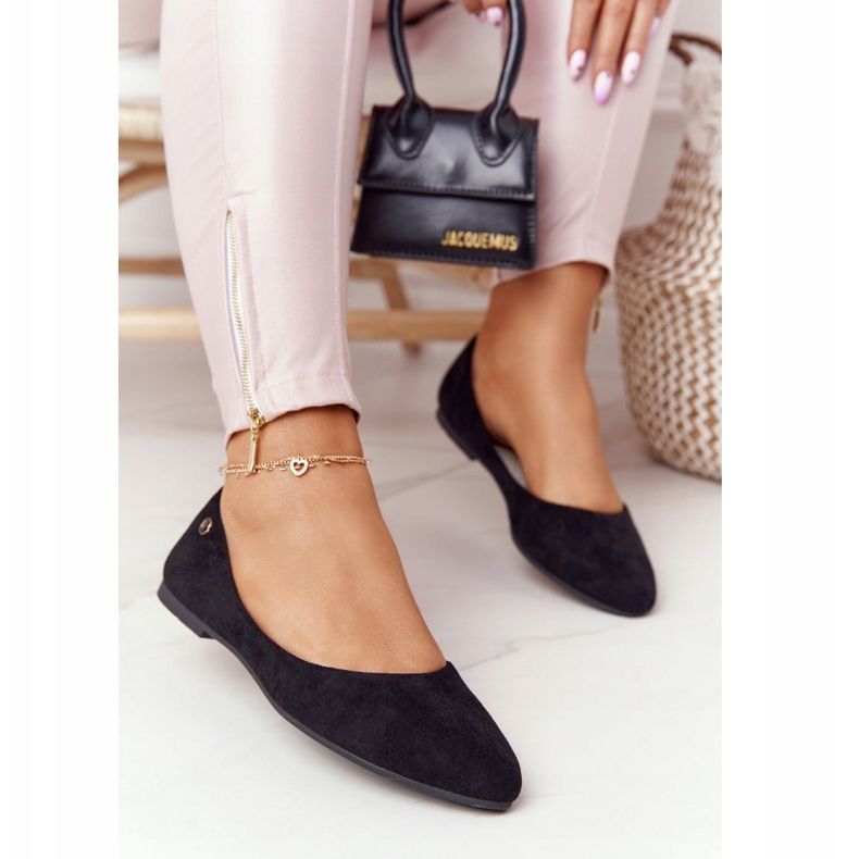 Zamszowe Baleriny Sergio Leone BL622 Czarne 1