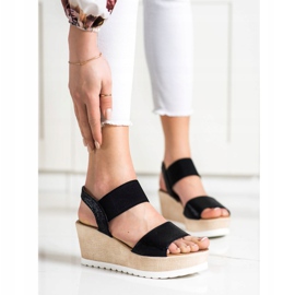 Seastar Świecące Sandałki Na Koturnie czarne 1