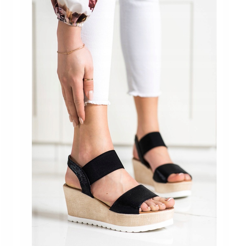 Seastar Świecące Sandałki Na Koturnie czarne 1