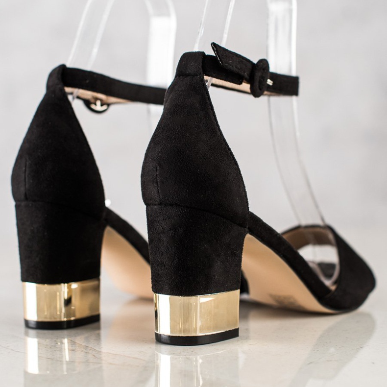 Filippo Sandały Z Ozdobnym Obcasem czarne 1