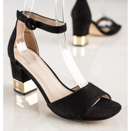 Filippo Sandały Z Ozdobnym Obcasem czarne 2