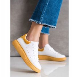 SHELOVET Trampki Na Żółtej Platformie białe 1