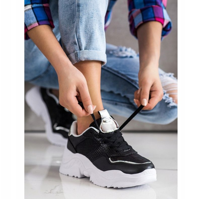 Weide Sneakersy Z Eko Skóry Snake Print czarne 1