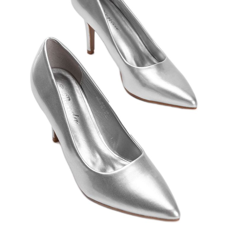 Srebrne czółenka z eko-skóry Ally srebrny 1