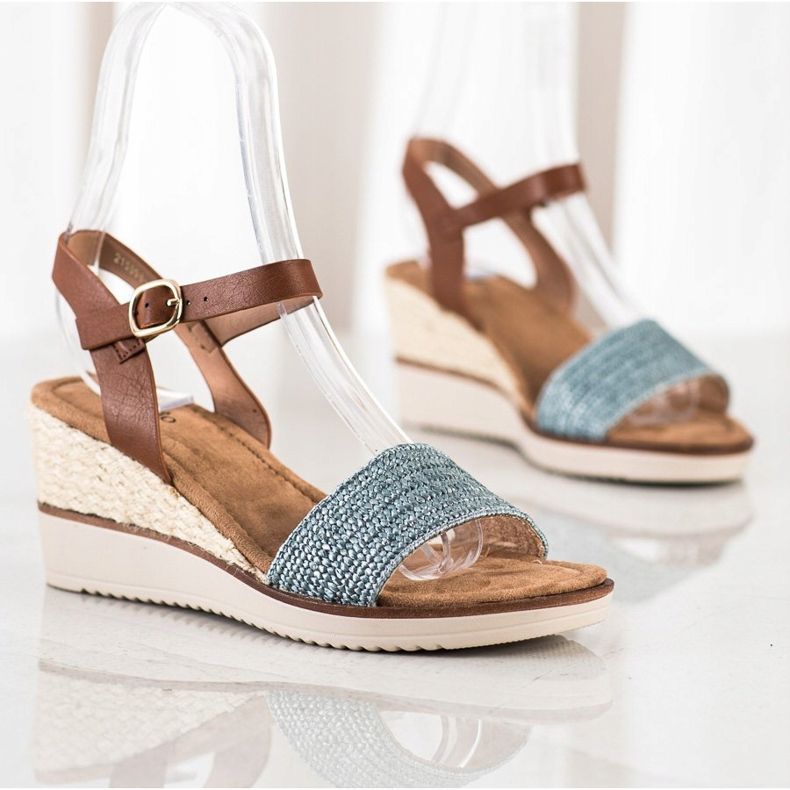 Evento Lekkie Plecione Sandałki Best Seller brązowe niebieskie 1