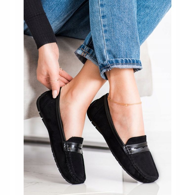 SHELOVET Komfortowe Czarne Mokasyny 1