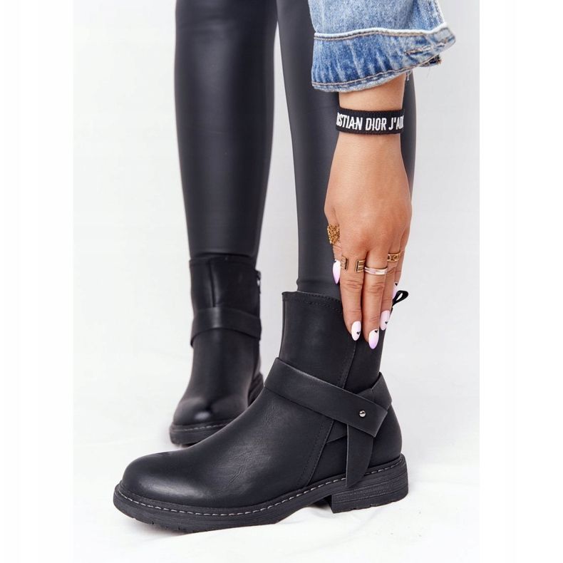 PJ1 Damskie Ocieplane Botki Workery Czarne Alivia 2