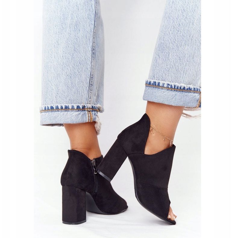 Wiosenne Zamszowe Botki Na Słupku Vinceza 21-17095 Czarne 1