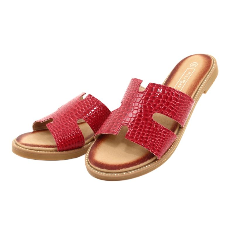 Filippo Damskie błyszczące klapki lakierowane czerwone 2