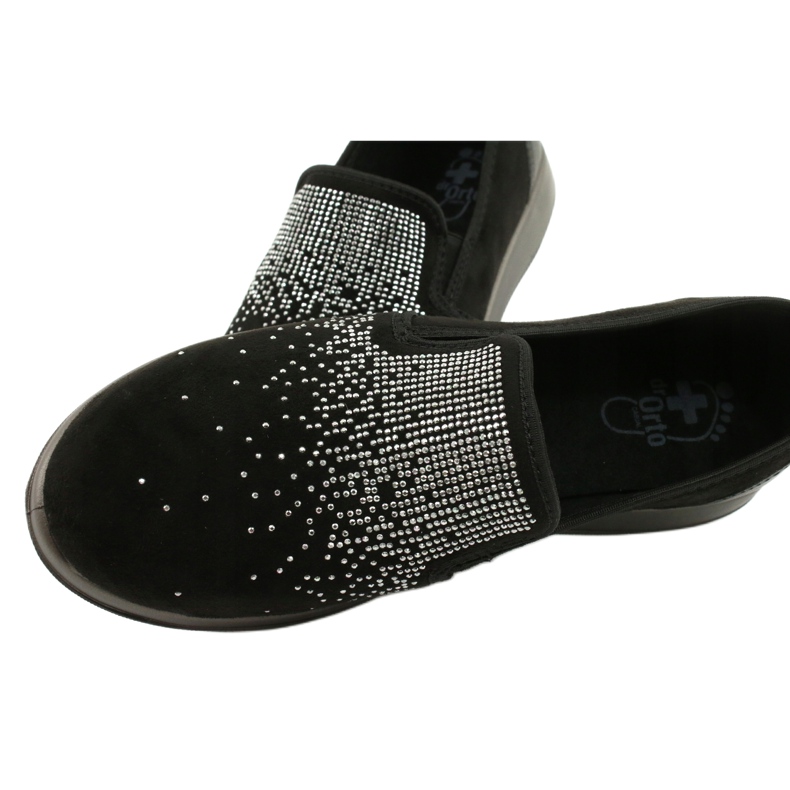 Befado obuwie damskie 156D004 czarne srebrny 5