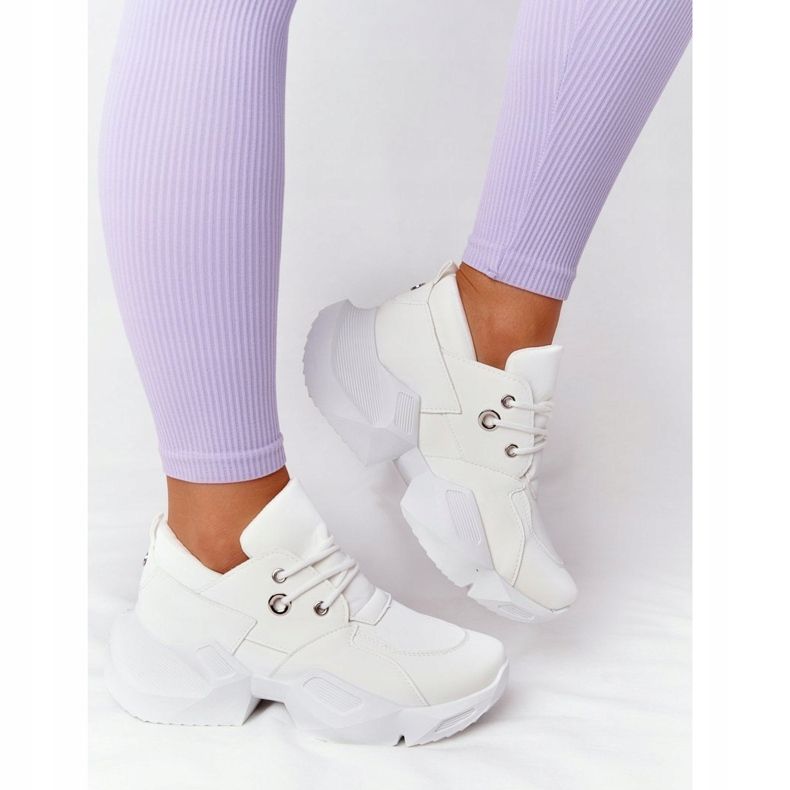 PS1 Damskie Sneakersy Na Masywnej Podeszwie Białe Bubbly 2
