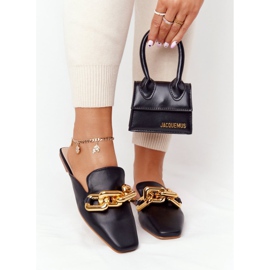 PS1 Klapki Z Cholewką I Łańcuchem Czarne Call On Me złoty 1