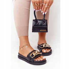 Klapki Na Platformie Z Łańcuchem Czarne Vacation złoty 1