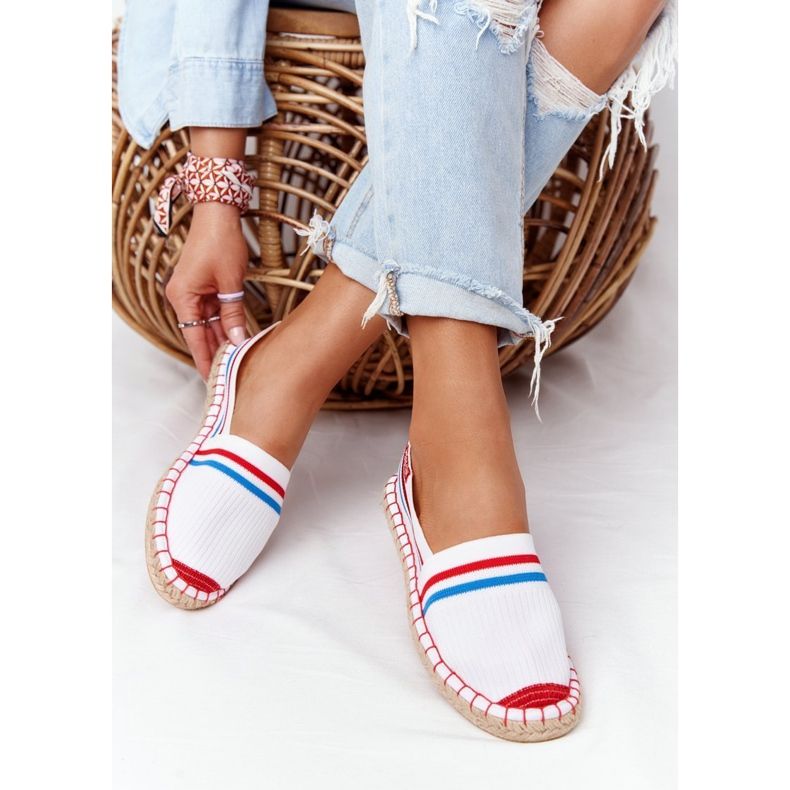 Espadryle Big Star HH274486 Białe Tommy czerwone niebieskie 2